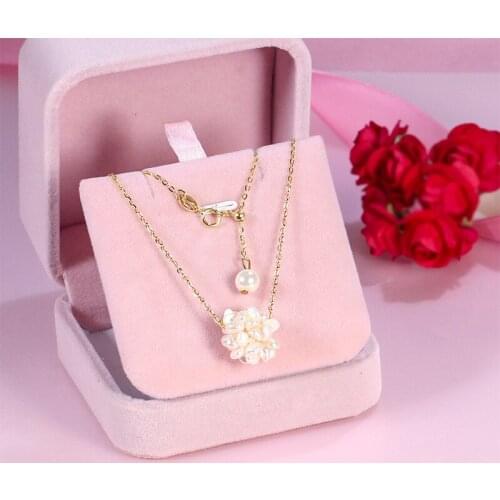Liemjee Fashion Jewelry Personality Irregular Beads Pearls Flower Ball Necklace For Women Feature Namour Charm Gift All Seasons