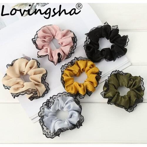 LOVINGSHA Lace Hair Accessories For Women Brand Solid Girl Hair Tie Lady Scrunchies Female Ponytail Hair Holder Rope NFD042