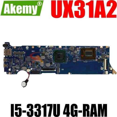 AKEMY UX31A2 Laptop Motherboard For ASUS UX31A Original Mainboard 4G-RAM I5-3317U REV2.0