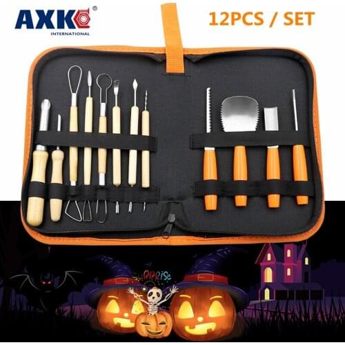 12pcs 1Set Carving Tools Kit Vegetable Fruit Chisel Kitchen Cutting Peeler Slicer Safe Hallowmas Pumpkin knives Tool Suit AXK