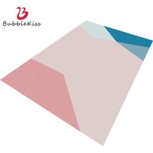Bubble Kiss Customize Carpet Fashion Home Living Room Pink Rugs Color Geometric Pattern Decoration Foot Pad Girl Room Floor Mats