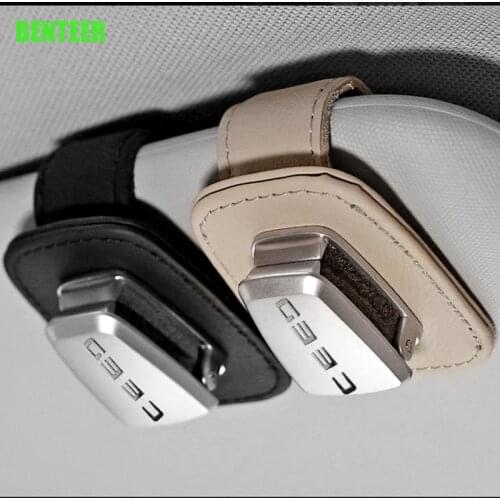 Genuine Leather car glass clip card holder sticker for kia ceed
