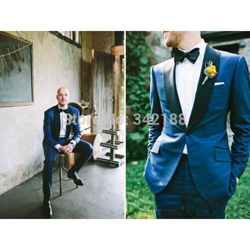 New 2015 New Groom Navy Blue Tuxedos Suits Groomsman Bridegroom Suits (Jacket+Pants+Tie+Vest) /best man suits/wedding dress suit