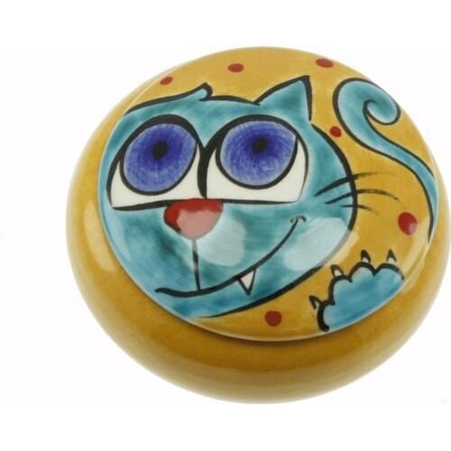Authentic Tile Munzur Cat Decorated Pudriyerlik Jewelry Box