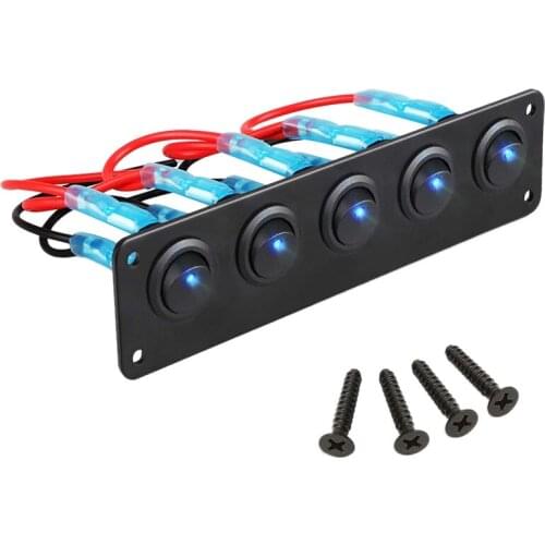 Rocker Switch Panel with 5 On-Off Pre-Wired Toggle Switches for 12V 24V Car Vehicle Trailer Truck SUV Marine Boat RV Ship