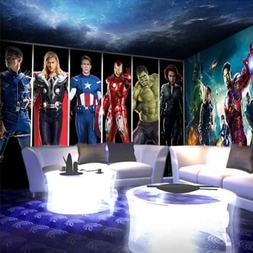 Custom size living room bedroom kids room boy cartoon PVC waterproof silk kindergarten 3D captain Iron Man wallpaper mural