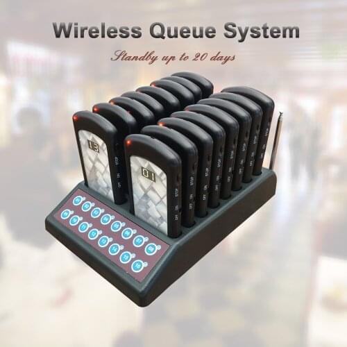 Restaurant 433.92 MHz Vibrating Coaster Wireless Queuing& Paging System 16 Pagers + 1 Keypad Transmitter Guest Service