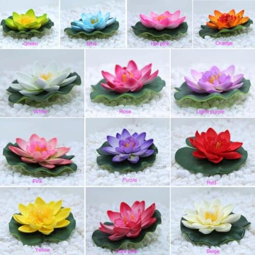 Retail Artificial fake Lotus flowers leaf Pond flower Water Lily Floating Pool fish tank flores Plants Wedding Decoration B98