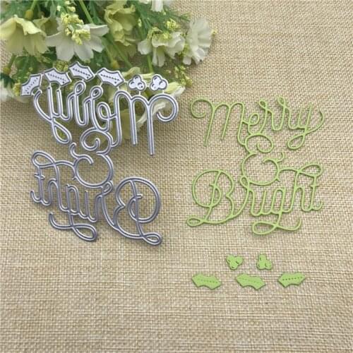 Merry and bright letters Metal Cutting Dies Die cutter Stencil DIY Scrapbook Paper Photo Craft Template Dies