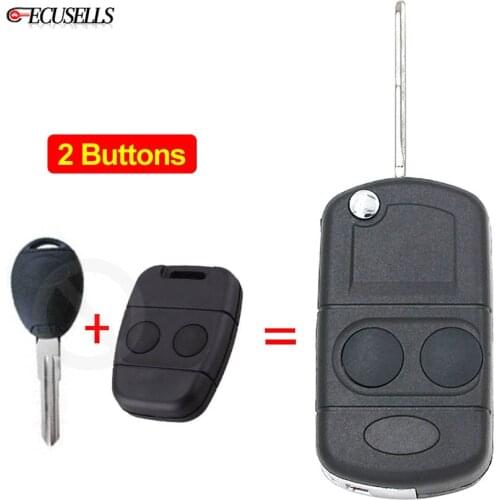 2 Button Folding Flip Remote Key Shell Case Smart Car Key Housing Uncut Blade for Land Rover Freelander 2002-2005 Discovery