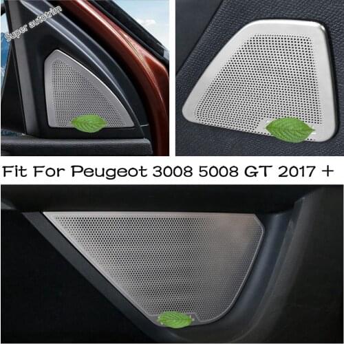 Interior Front Triangle Pillar A / Car Door Audio Speaker Tweeter Decoration Cover Trim Fit For Peugeot 3008 5008 GT 2017 - 2021