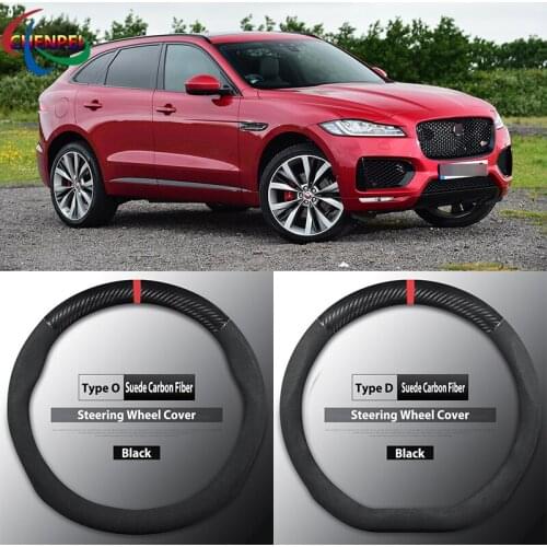 Four Seasons Universal Non-Slip Carbon Fiber Suede Steering Wheel Cover For Jaguar F-PACE Car Interior Accessories
