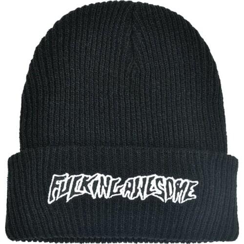 Letter Embroidery Knitted Hats Men And Women Couples Warm And Cold Hats Casual All-Match Woolen Hats Winter Brimless Beanies