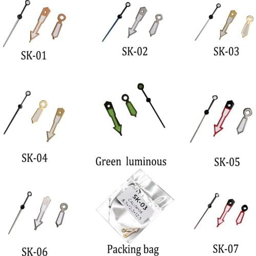 Mod Diy SKX007 Watch Parts Red Black Gold Super Green Luminous Watch Hands Suitable For SKX007 NH35A/36 Movement Dive Watch