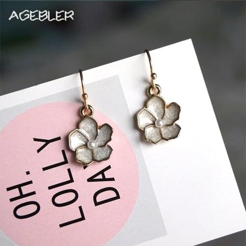 2017 New Dangle Earrings for Women Gray Flower Statement Earrings Women Jewelry Gold Color Accessories Handmade Gifts