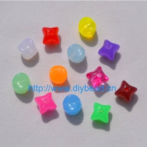 100 pcs/lot shipping free DIY Handcraft Department,Mix Color 10MM Four Angle Transparent Beads Jewelry Findings