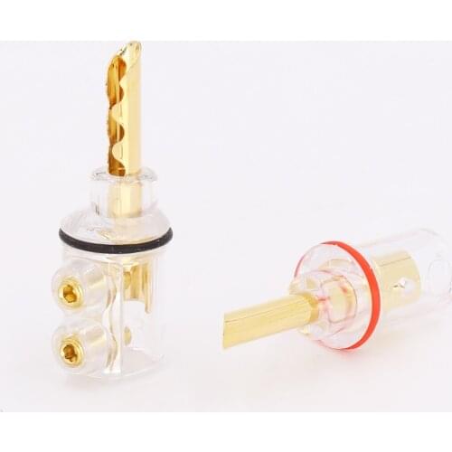 4xHifi audio Gold plated BFA banana Transparent Cover Audio Banana Plug 1Set for speaker cable without Box