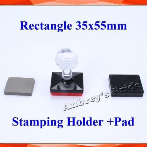 5Pcs Rectangle 35x55mm Holder+Rubber Pad for Photosensitive Portrait Flash Stamp Machine Selfinking Stamping Making Seal