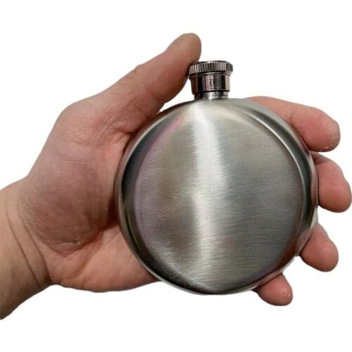 5oz Portable Round design Stainless Steel Pocket Hip Flask Alcohol Flagon Russian Wine Whiskey Mini Bottle for Hiking Carry