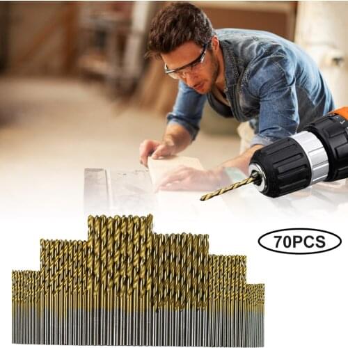70PCS Drill Bits Set High Speed Steel Titanium Twist Drill Bits Kit for Plastic Aluminum Alloy Soft Metal