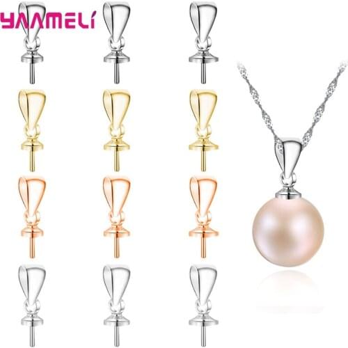 925 Sterling Silver Jewelry Findings Bead Caps Clasp Pinch Bail Component Connectors DIY Handmade Necklace Making Accessory