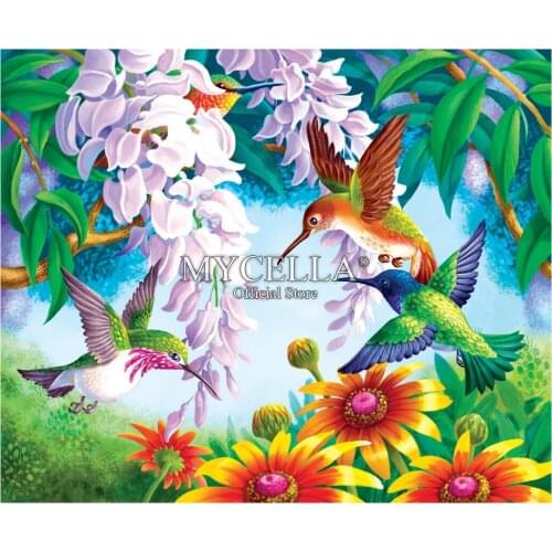 Hummingbird Fly By Full Diamond Embroidery 5D DIY Diamond Painting Mosaic Cross Stitch Birds Flowers Art Needlework Home Decor