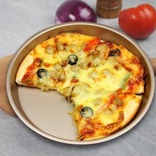 5/6/7/8/9/10 Inches Round Pizza Pan Carbon Steel Nonstick Baking Oven Bakeware Cake Pastry Dish Pies Plate Kitchen Tools