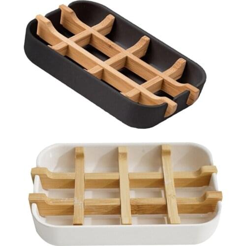 Bamboo Soap Dish for Bathroom Shower Soap Holder Soap Case Tray for Bar Sink Deck Bathtub Kitchen