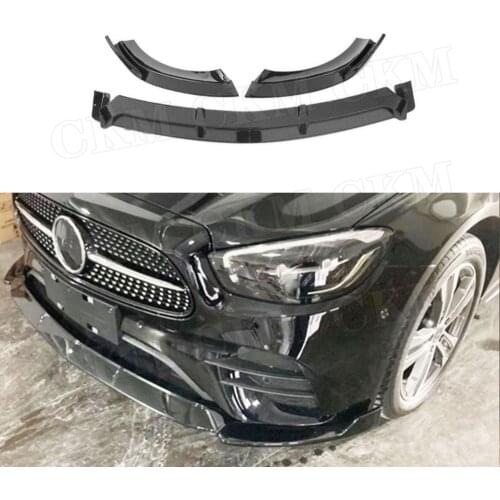 ABS Gloss Black Material Front Bumper Lip Spoiler For Mercedes Benz E Class W213 E260 E300 E350 Sport 2021