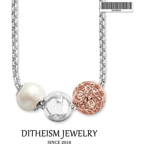 Link Chain Karma Necklace Ornament, 2018 New Fashion 925 Sterling Silver Pearl Jewelry Romantic Gift For Women Girls