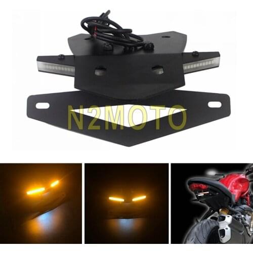 For Ducati Monster 797 SuperSport 939 S LED Tail Tidy Fender Eliminator Kit Integrated Turn Signals License Plate Light Bracket