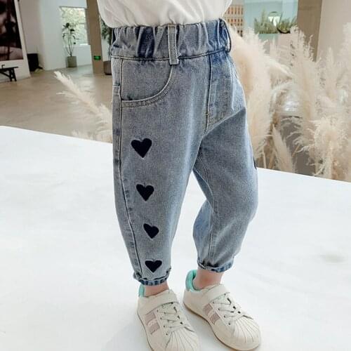 Girls Jeans Heart Pattern Jeans Baby Spring Autumn Jeans Baby Girl Casual Style Toddler Girl Clothes