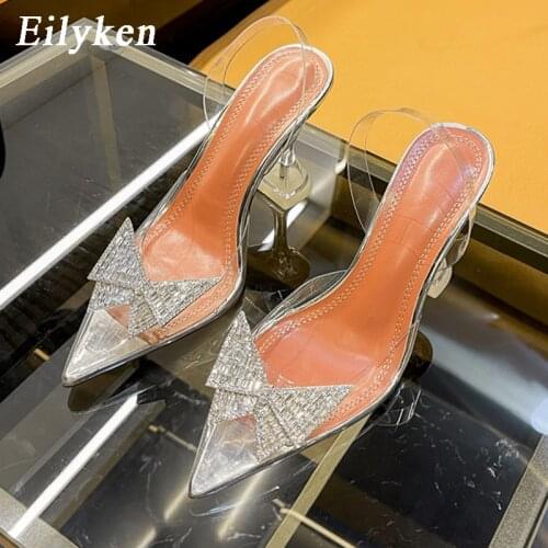 Eilyken size 34-45 Summer Butterfly-knot Women Pumps Fashion Strange Style Tranaparent Female heel Shoes Wedding sandals shoes