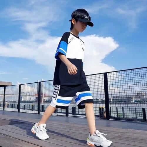 New Summer Boy Sets Hiphop Fashion Cotton t-shirts and Shorts Suit Sport Daily Clothes Child Boy Outfit Streetwear tops bottoms