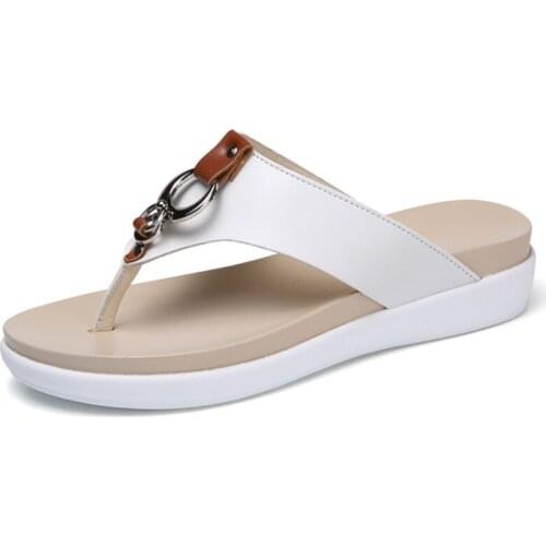 Ms girls fashion leather slippers pinches leather slippers slippery slope beach shoes women number 43-35 # 39