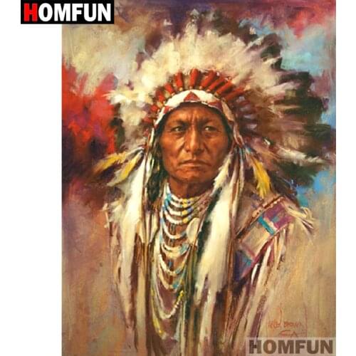 HOMFUN Full Square/Round Drill 5D DIY Diamond Painting "Indian feathers" Embroidery Cross Stitch 5D Home Decor Gift A07074