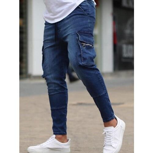 Men Jeans Hip Hop Skinny Pencil Pants Slim Fashion Biker Denim Male Street Casual Party Multi-pocket Cowboy Pants Man 2021