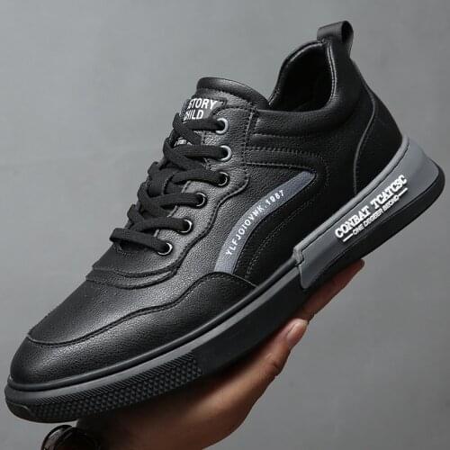 Mens Sport Shoes 2021 New Autumn Trendy Shoes Mens Casual Leather Shoes Wild Fashion Trendy Shoes Leather Soft Sole Shoes Men