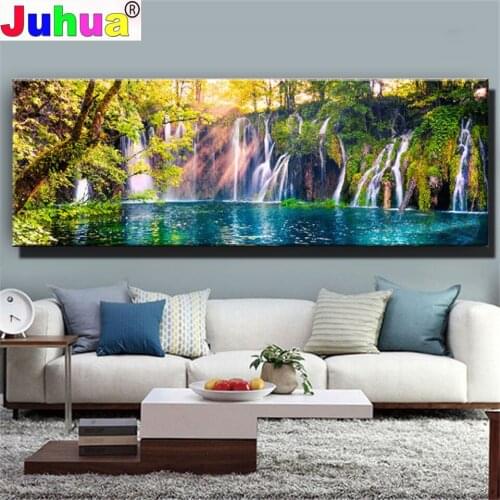 Volledige Natural scenery green tree lake 5d large diy diamond painting cross stitch full drill rhinestone embroidery kits G101