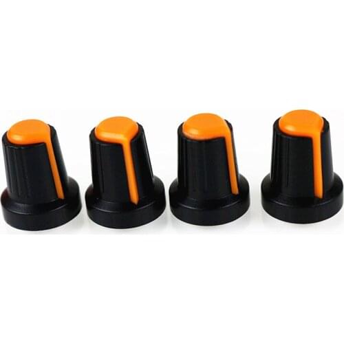 Newest !! 10 Pcs 15-17mm Shaft Hole Dia Plastic Threaded Knurled Potentiometer Orange Knobs Caps
