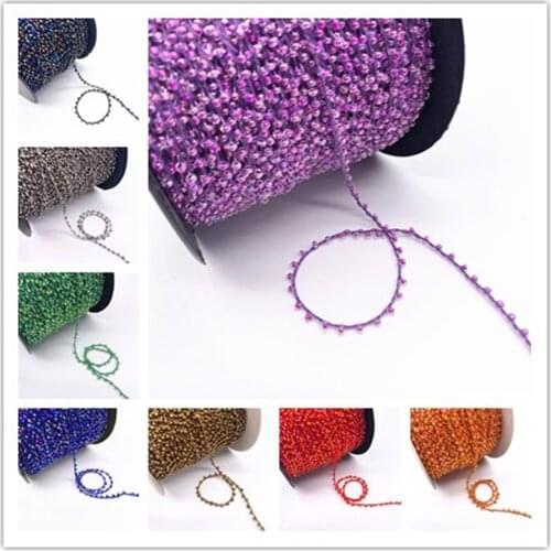 New 5 yards Handmade 2mm Abacus Glass Beads Golden Chains for Necklaces Bracelets Anklet Making DIY Jewelry Findings