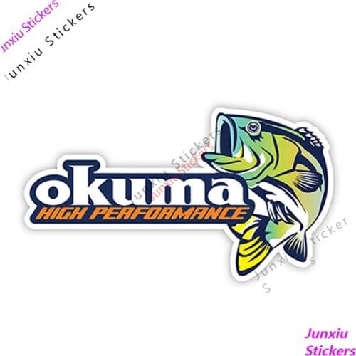 OKUMA Car Stickers and Decals Fishing Boat Rod Vinyl Bumper Truck Car Sea Bass Waterproof Cover Scratches Decoration KK13*7cm
