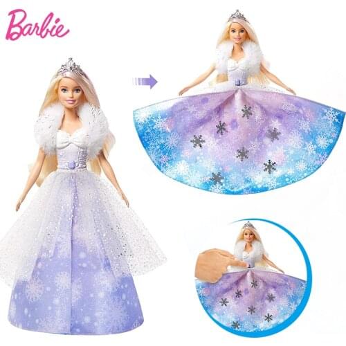 Original Barbie Dreamtopia Dolls Fashion Reveal Toys for Children Changing Snow Princess Dolls Girl Cosplay Toys for Girls Gift