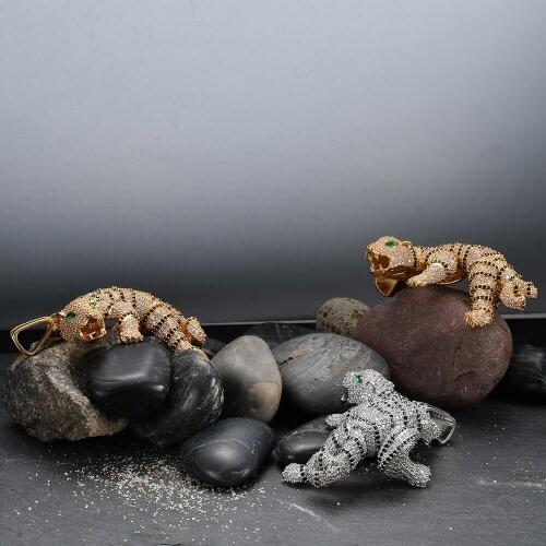 HIP Hop Gold Silver Color Bling Full Cubic Zirconia Iced Out Tiger Pendants & Necklaces for Men Jewelry