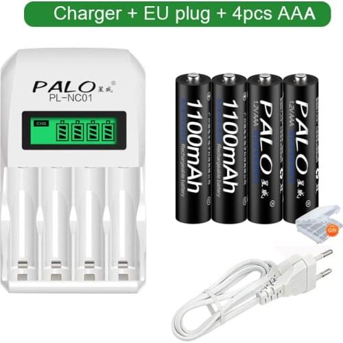 PALO 1.2v Ni-MH AAA Rechargeable Battery 1100mAh AAA Batteries with LCD Charger for 1.2v Ni-MH AA AAA Rechargeable Battery