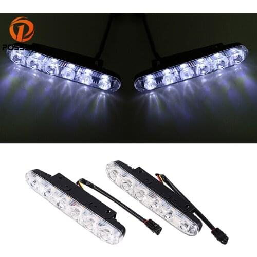 POSSBAY DRL LED Car Daytime Running Lights 6 LED Auto Fog Light 9 LEDs White Yellow Turn Signal Lamp Driving Foglamps