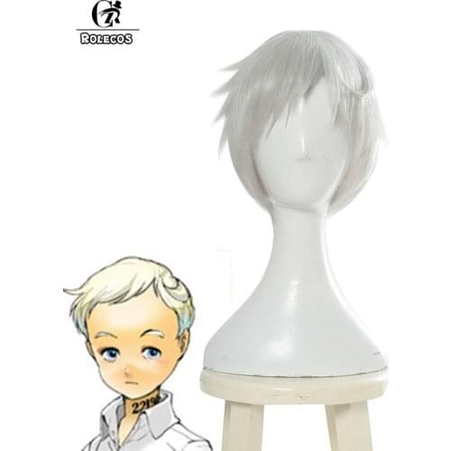 ROLECOS Norman Cosplay Hair The Promised Neverland Anime Cosplay Gray Short Man Hair 34cm Yakusoku no Neverland