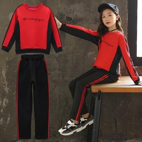 Girls Clothes Autumn Spring Long Sleeve Shirts + Pants Suits Sports Childrens Clothing Sets Teen Kids Clothes 6 8 9 10 12 Year