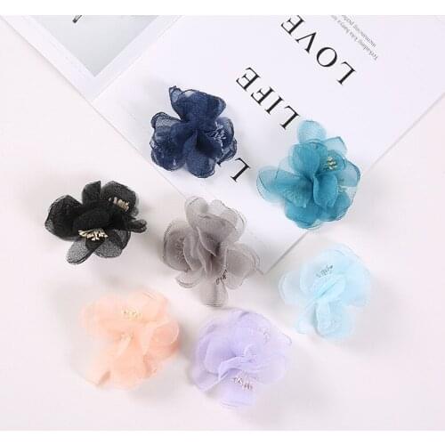 Satin Burned Flower Beautiful Fabric with stamen Blossom Girl Headwear Accessories