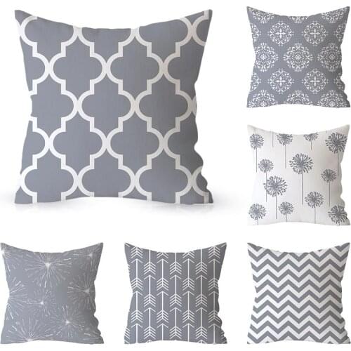 Gray Geometric Pillowcase Nordic Soft Solid Square Decorative Throw Pillow Case Polyester Cushion Cover 45*45cm